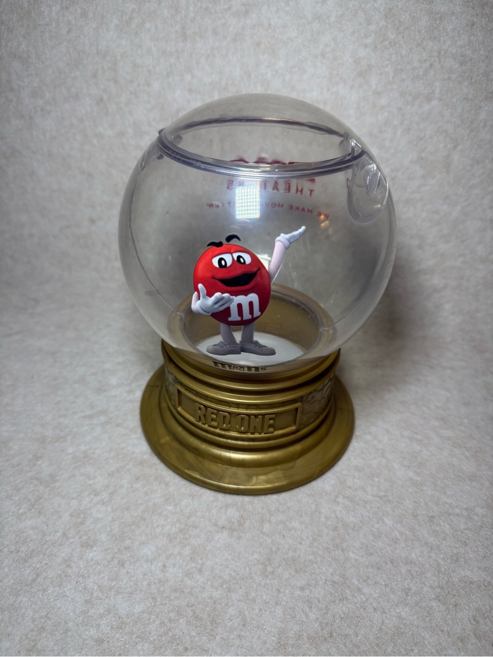 Red One Snow Globe M&M Candy Bucket AMC Exclusive Lights Up Christmas 2024